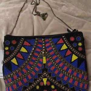 NWT Steve Madden beaded handbag.  Removable chain strap